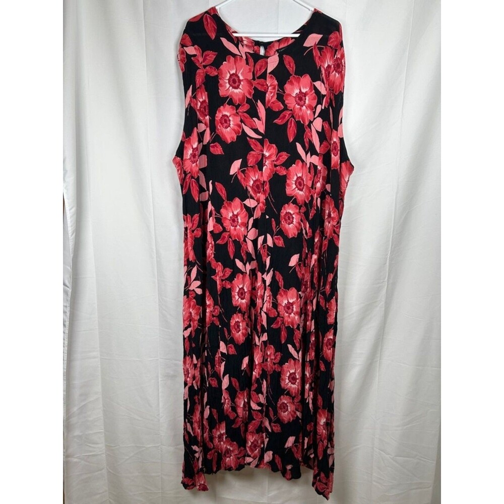 American Angel Floral Sleeveless Mazi Dress Plus Size 22/24 Black Red Tie